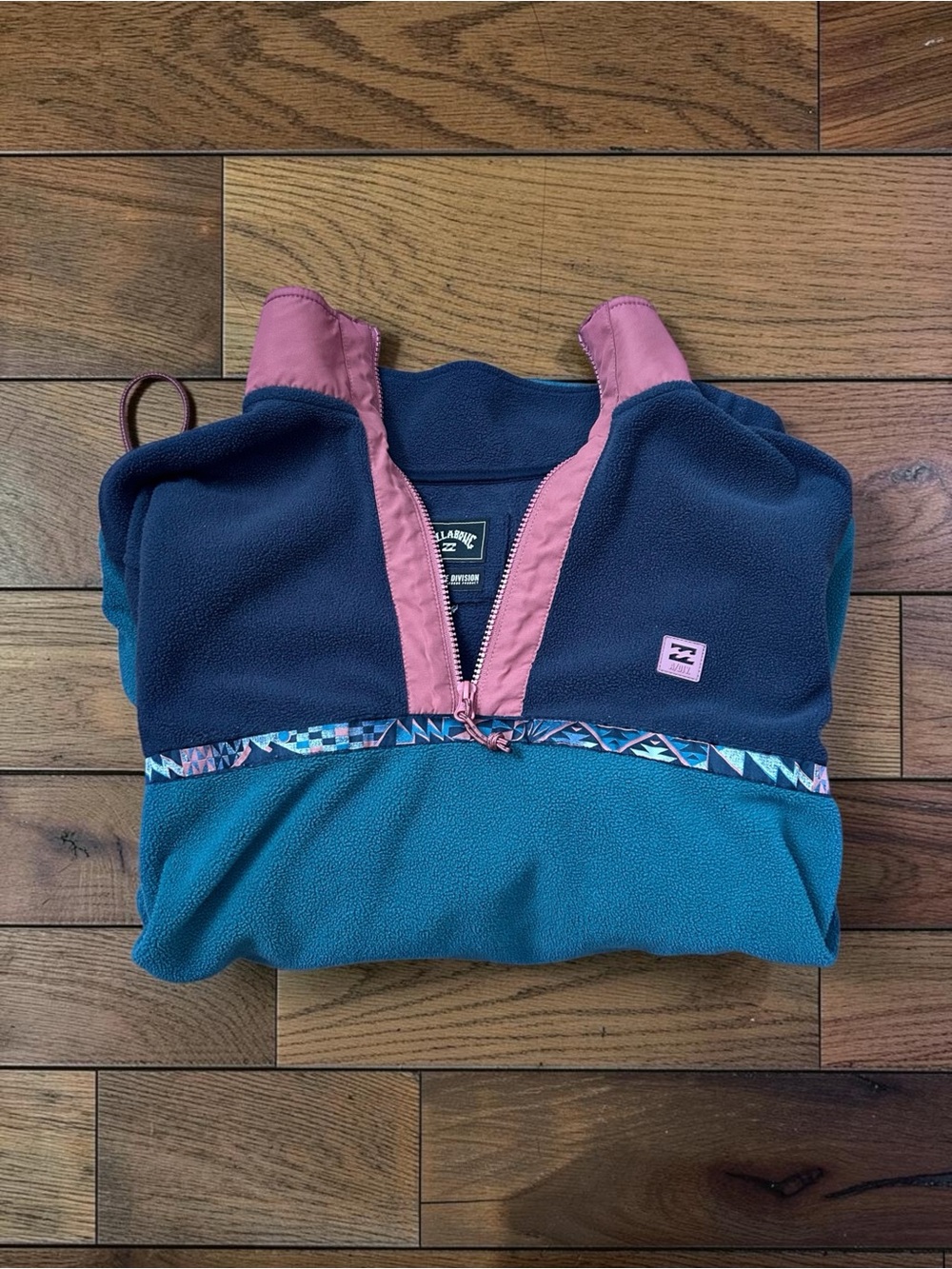 Billabong Adventure Division Men’s Navy Teal Half Zip Fleece Pullover Size XL